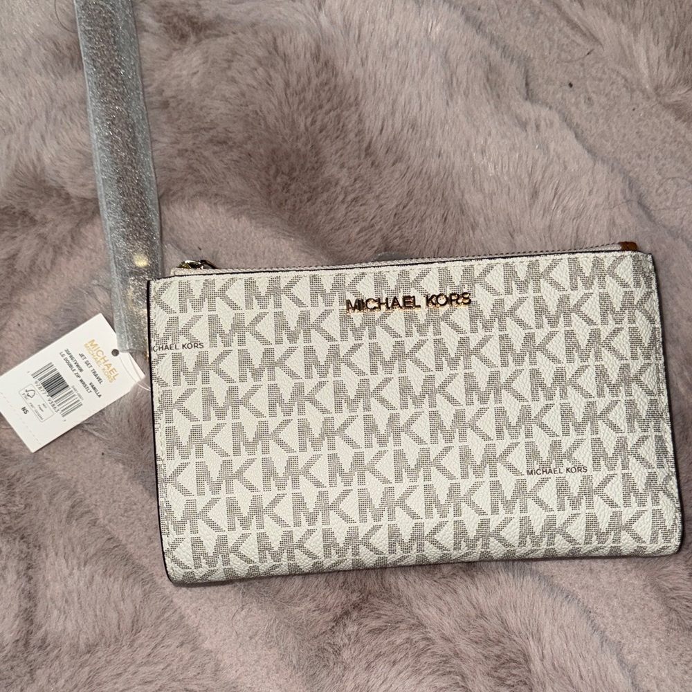 Michael Kors Silver Logo-Print Wristlet